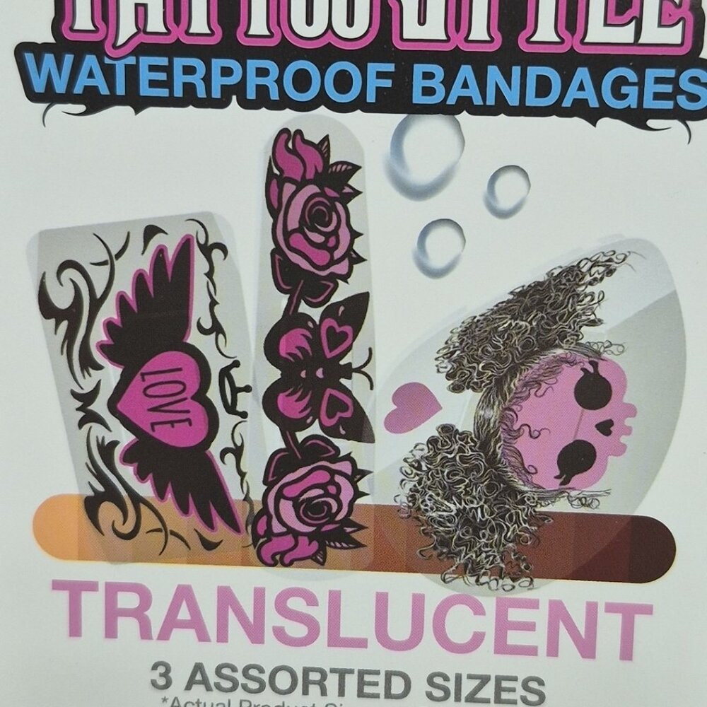 2 Boxes- Smart Care Pink Tattoo Style Translucent Waterproof Adhesive Bandages - Picture 2 of 6